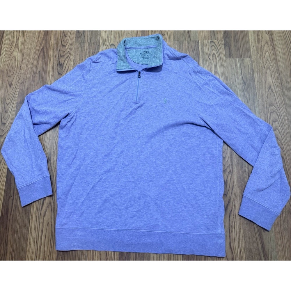 Polo Ralph Lauren Luxury Jersey Quarter Zip Pullover Mens Large Purple
